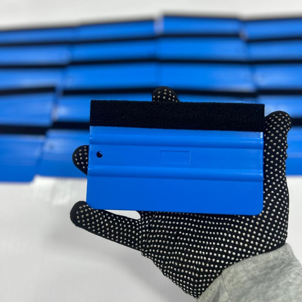 Espátula plástica azul con felpa Anti rayones
