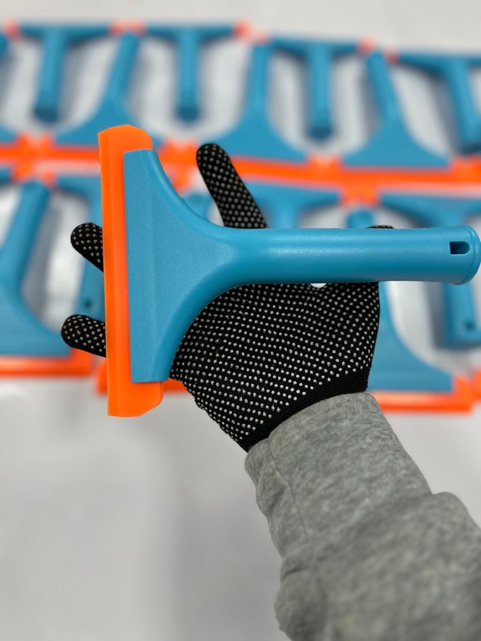 Espátula plástica con mango ergonómico azul / verde