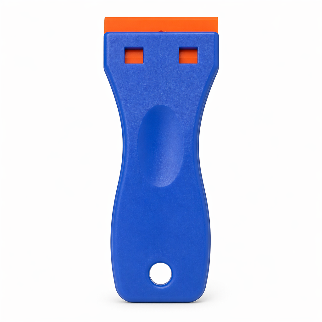 Raspador plástico azul profesional  para limpieza de adhesivos