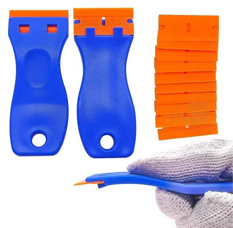 Raspador plástico azul profesional  para limpieza de adhesivos