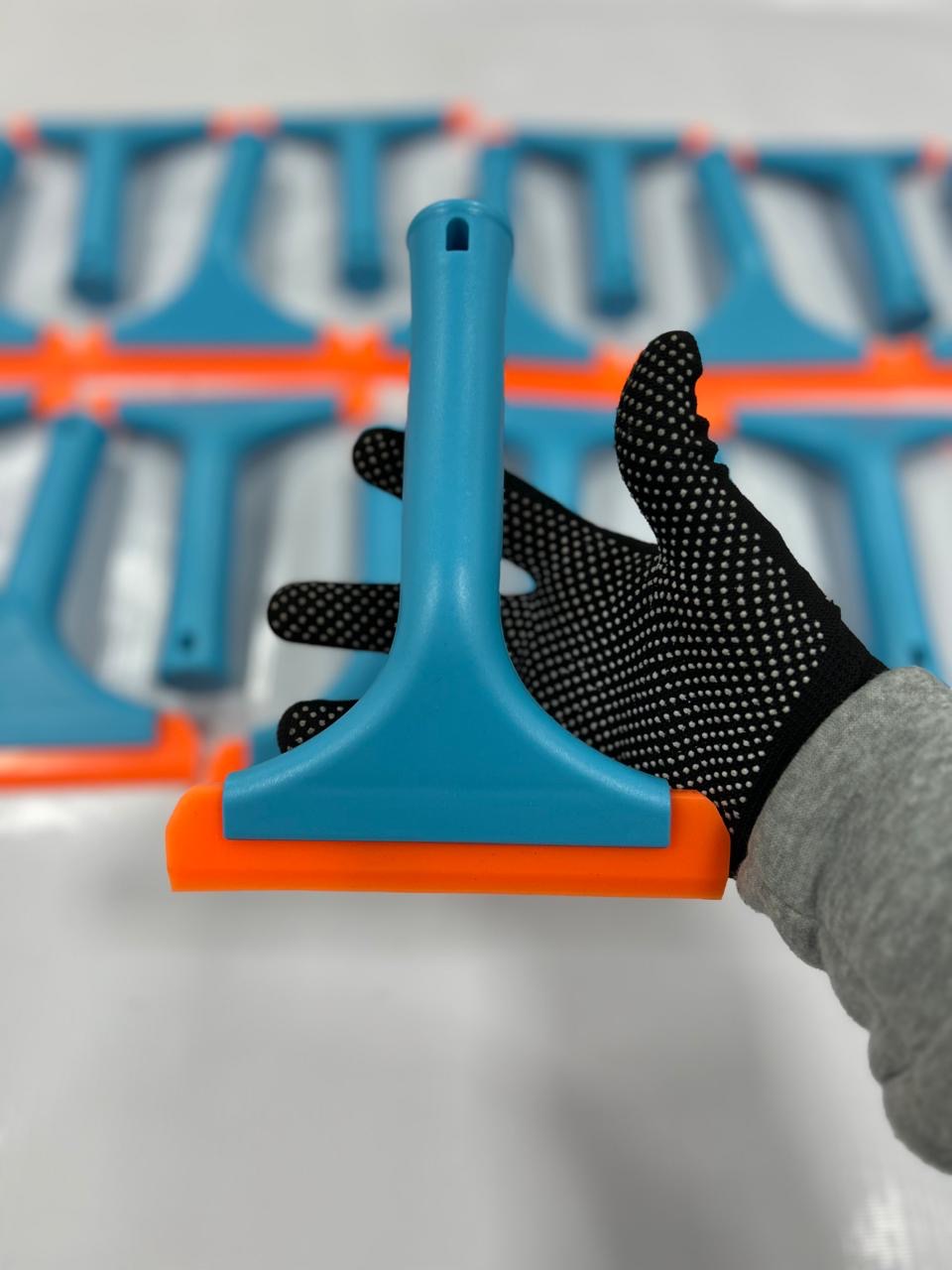 Espátula plástica con mango ergonómico azul / verde